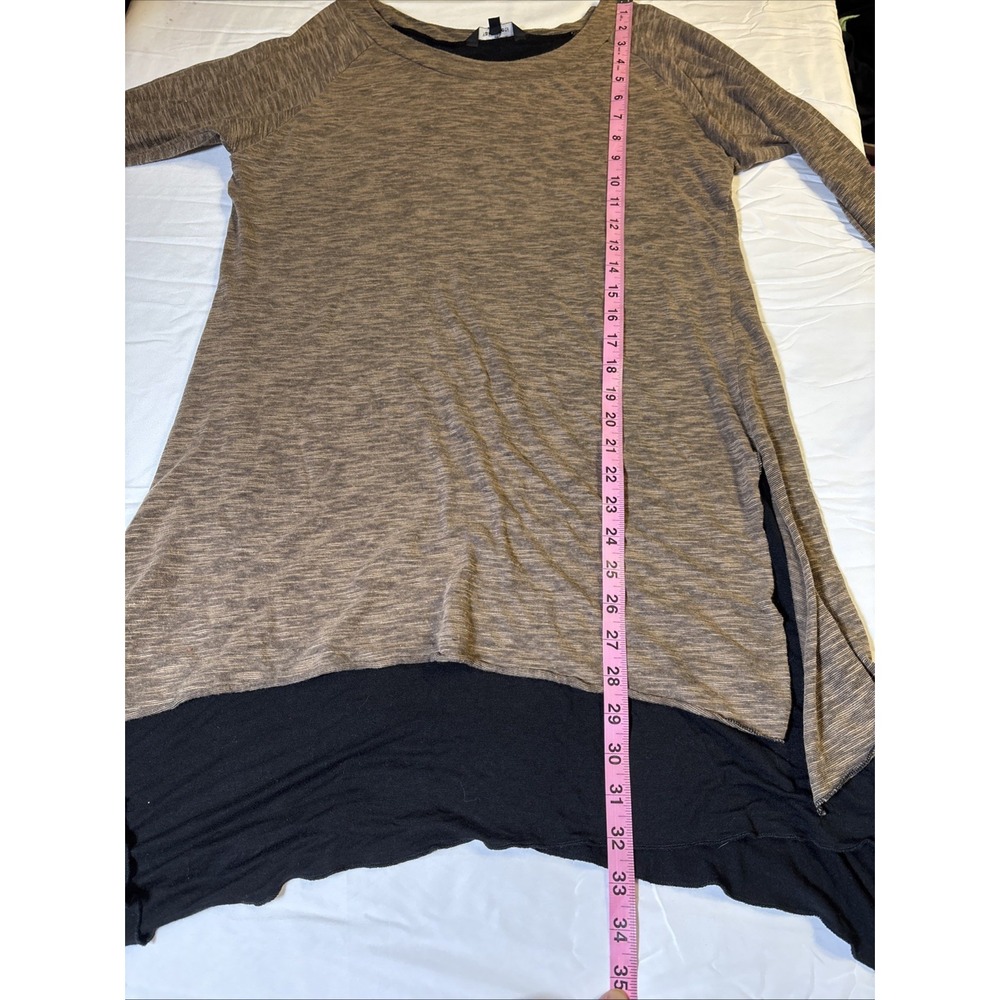 Yak N Yeti Brown & Black Crepe Textured Long Sleeve Lagenook Top Women's Size L - Picture 7 of 8